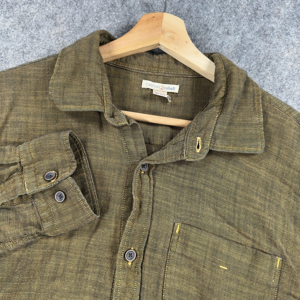 Carbon 2 Cobalt Shirt Mens Medium Tall Green Cotton Long Sleeve Button Front